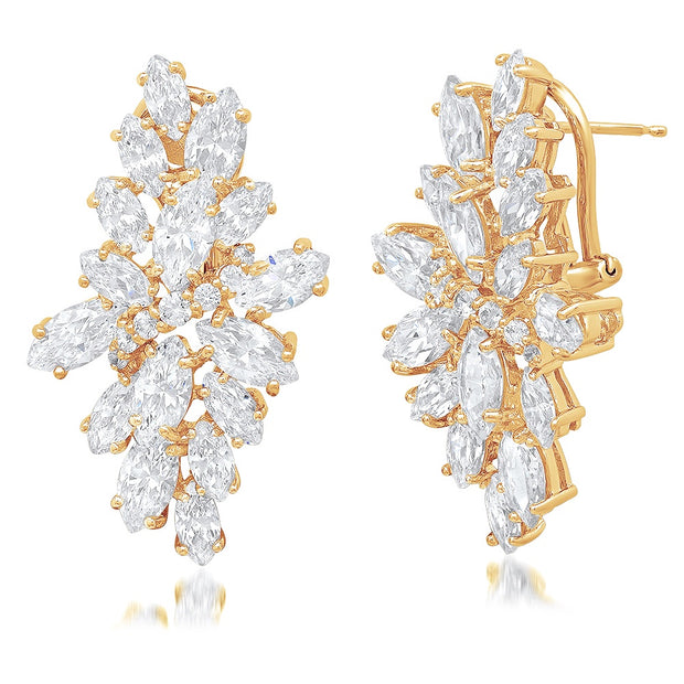 Cluster CZ Drop Earring In Yellow Gold