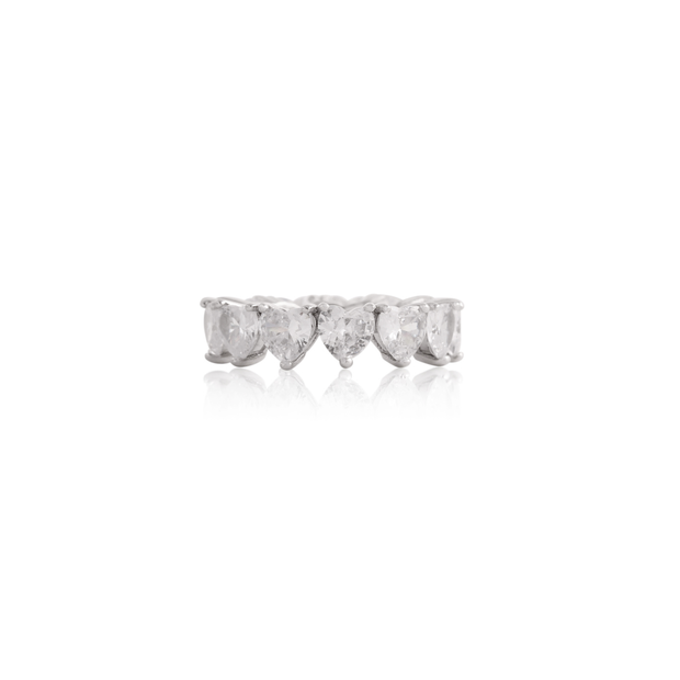 Heart CZ Eternity Band in White Gold