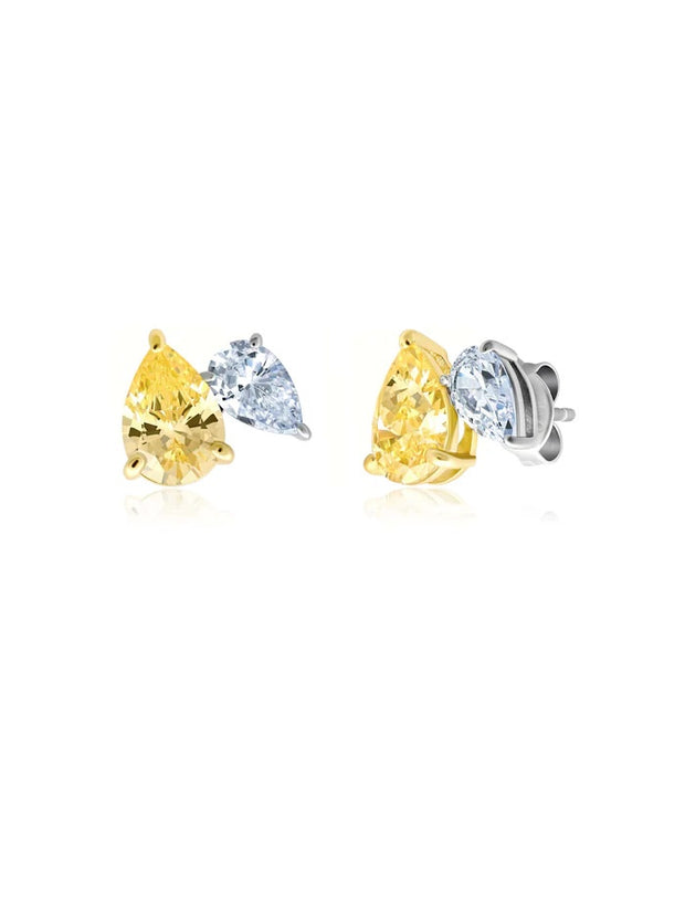 CRISLU Candyland Canari Double Pear Shaped Studs