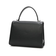 Full-Grain Soft Leather Top-Handle Bag in Black
