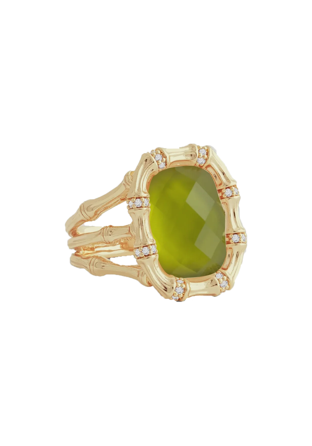 ANABEL ARAM Bamboo Stone Ring in Iridescent Peridot