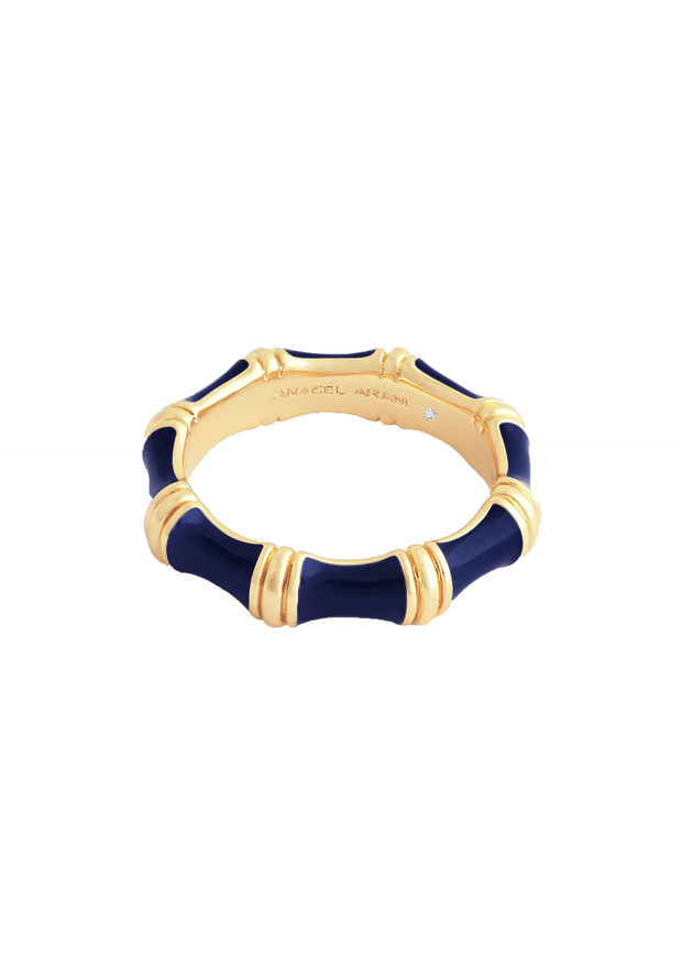 ANABEL ARAM Bamboo Enamel Ring in Navy
