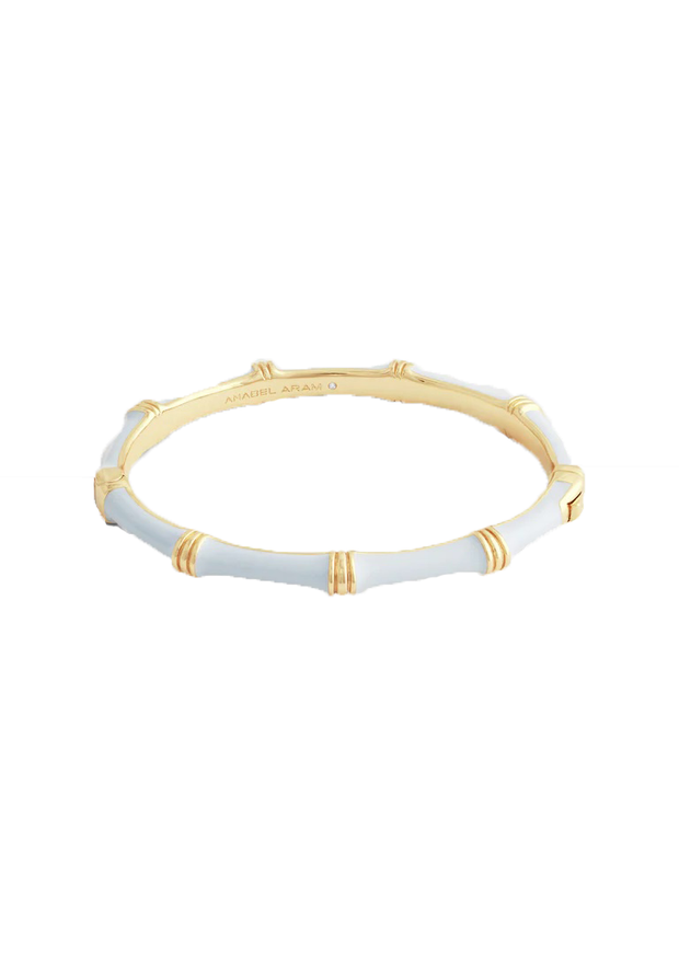 ANABEL ARAM Bamboo Enamel Hinged Bangle in Pale Blue