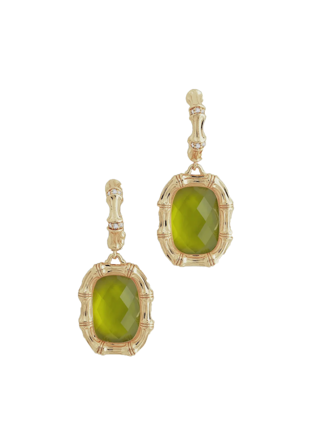 ANABEL ARAM Bamboo Gemstone Drop Earring in Iridescent Peridot