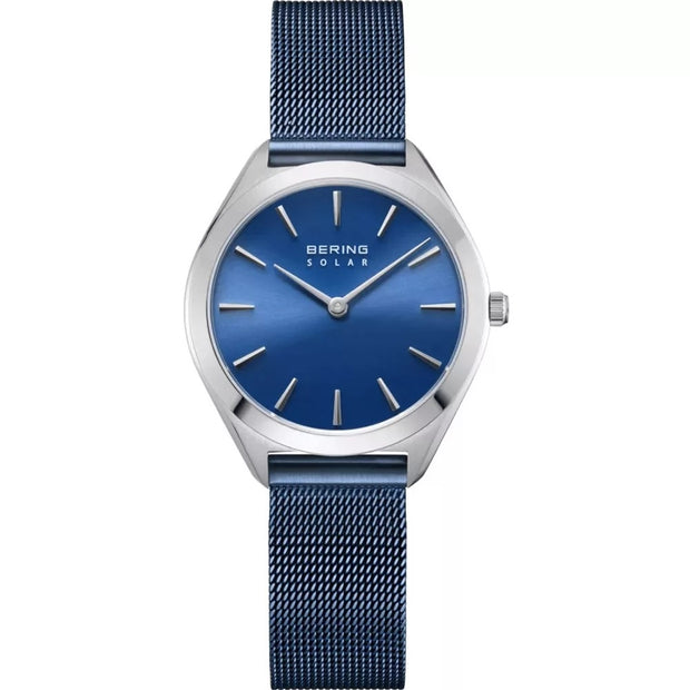 BERING Classic Solar Blue Mesh Watch