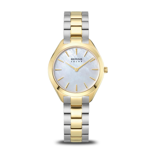 BERING Classic Solar Mother of Pearl Two-Tone Link Watch
