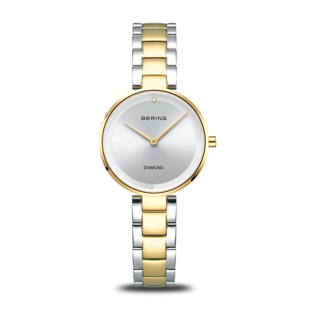 BERING Classic Polished Single Diamond Two-Tone Link Watch