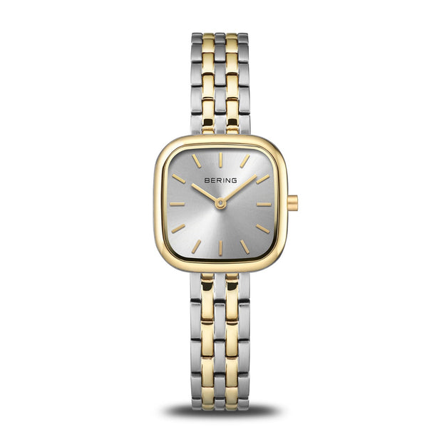 BERING Classic Brushed Two-Tone Small Square Link Watch