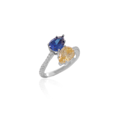 Sapphire & Citrine Crossover CZ Ring