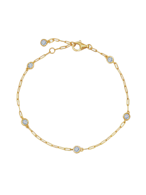 CRISLU Paperclip  Diamonds by the Yard Bracelet in Yellow Gold