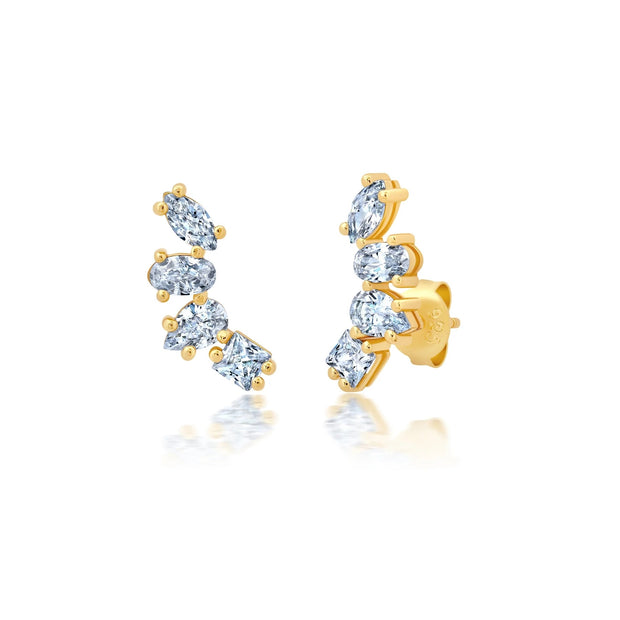CRISLU Glance Crawler Earrings in Yellow Gold