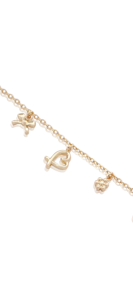 Delicate Sweet Girls Charm Bracelet in Yellow Gold