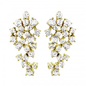 Cluster Styled CZ Earring in Yellow Gold
