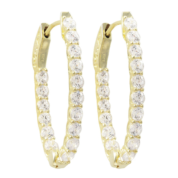 33MM Oval Hoop Earring In Yellow Gold