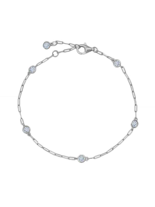 CRISLU Paperclip Diamonds by the Yard Bracelet in White Gold