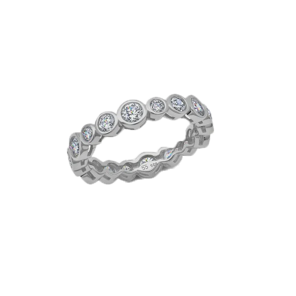 CRISLU Graduating Bezel Set Ring White Gold