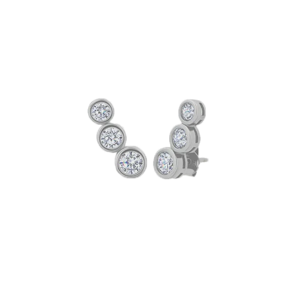 CRISLU Graduating Bezel Set Crawler Earrings in White Gold