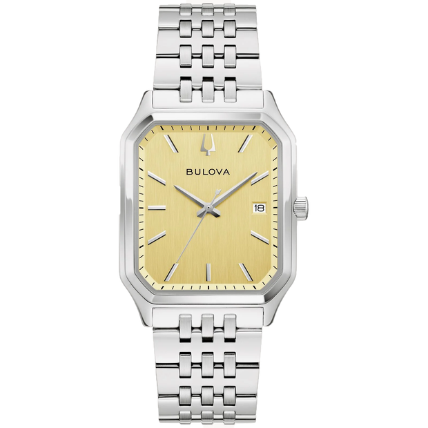 BULOVA Champagne Dial Stainless Steel Rect Watch