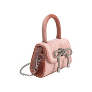 Sabrina Blush Mini Velvet Top Handle Bag