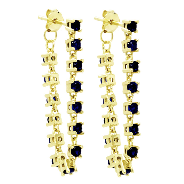 Flexible Sapphire Hoop Earrings in Yellow Gold