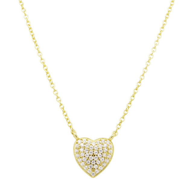 Petite Pave Heart Pendant in Yellow Gold