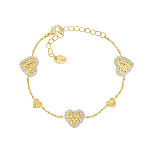 Honeycomb CZ Heart Teen Bracelet