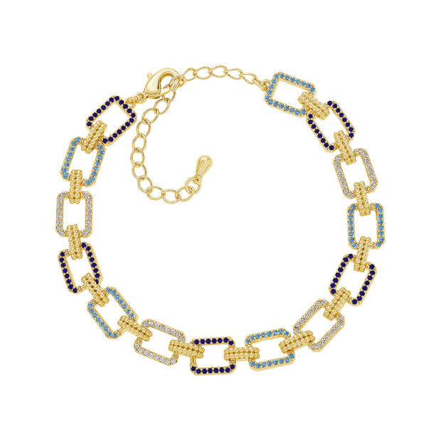 Dainty Rectangles Lined Bracelet in Blue