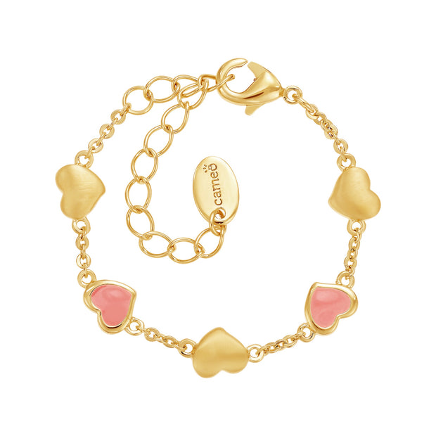 Leaning Hearts Enamel Kids Bracelet in Lt Pink