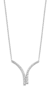 Graduating CZ Tassel Necklace in White Gold