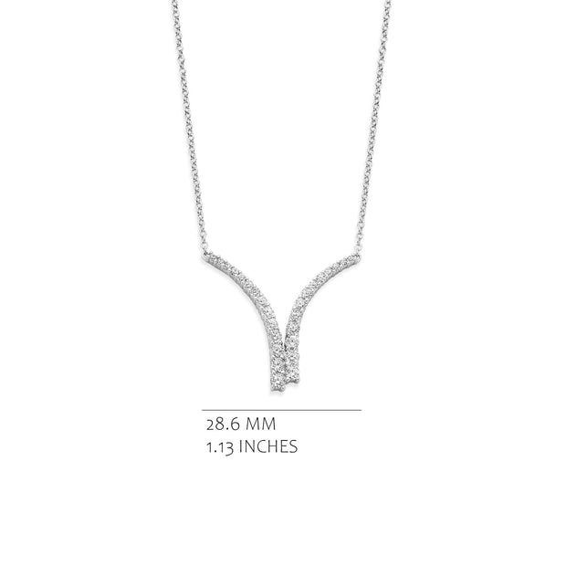 Graduating CZ Tassel Necklace in White Gold