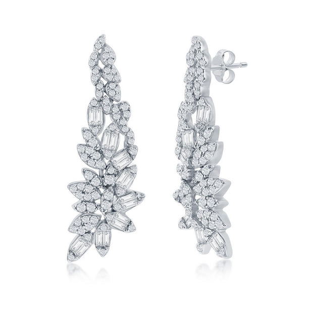 Multi-Shaped CZ Dangle Earrings in White Gold