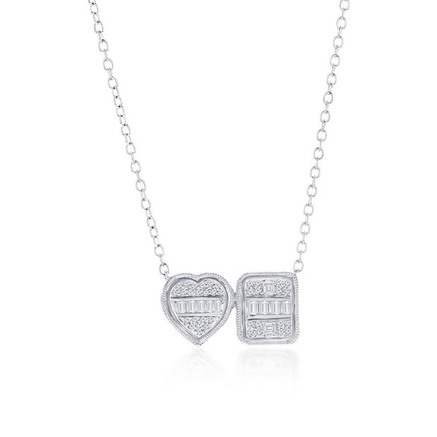 Heart & Emerald-Cut Genuine Diamond Necklace