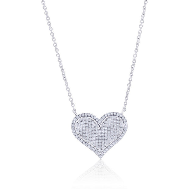 Pave Genuine Diamond Heart Necklace