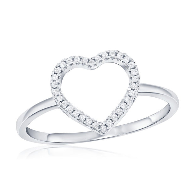Open Genuine Diamonds Heart Ring in White Gold