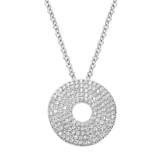 CZ Pave Circle  in White Gold