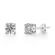 Classic Four Prong CZ Studs in White Gold