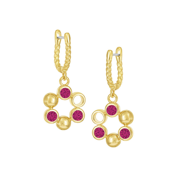 Ruby Dotted Pattern Circle Drop Twisted Lever Back Earrings