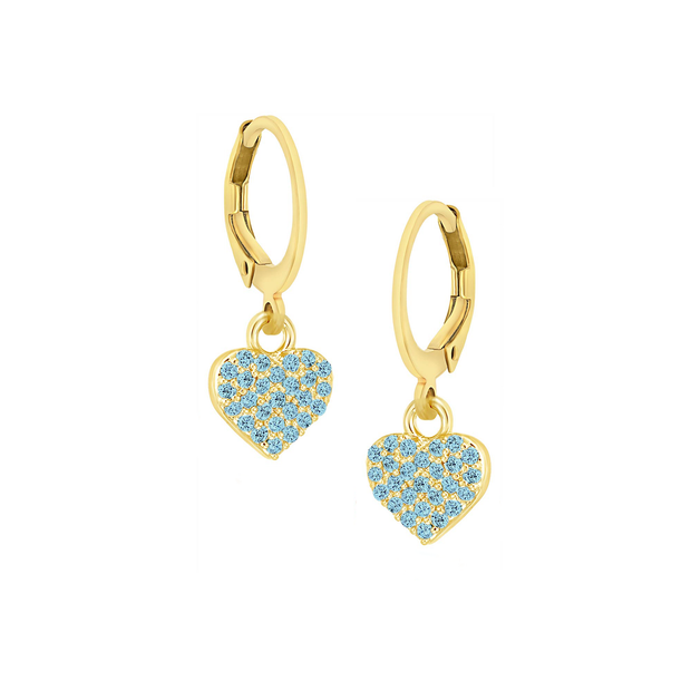 Tiny Light Blue Pave Heart on Round Lever Back