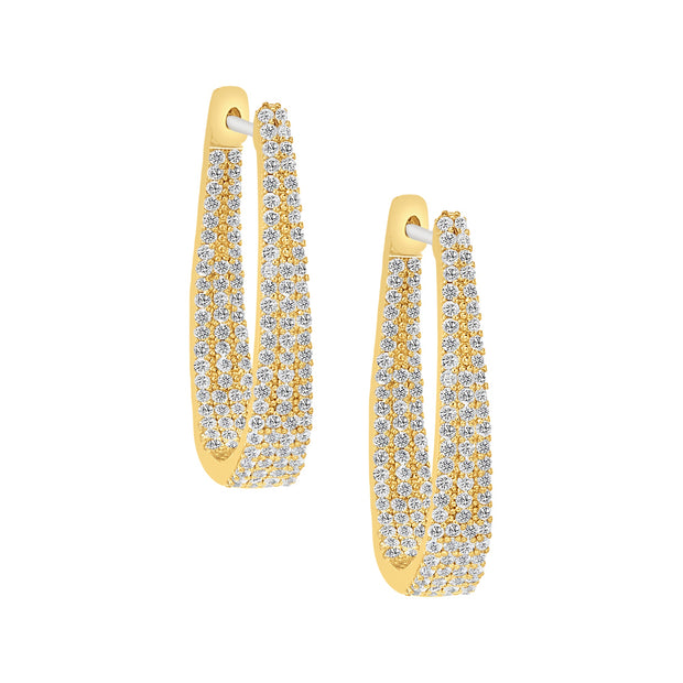 Widening Pave CZ Stones Hoop Earring