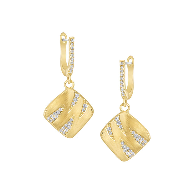 Gemstone Wave Curved CZ U-Loop Earring in CZ