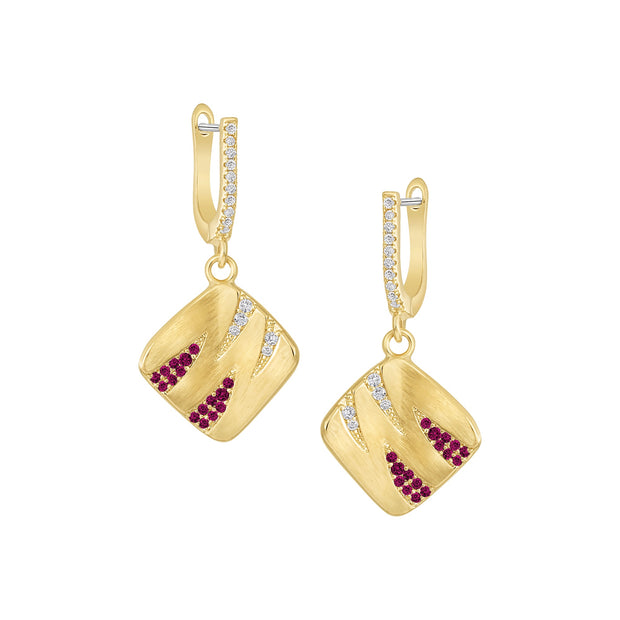 Gemstone Wave Curved CZ U-Loop Earring