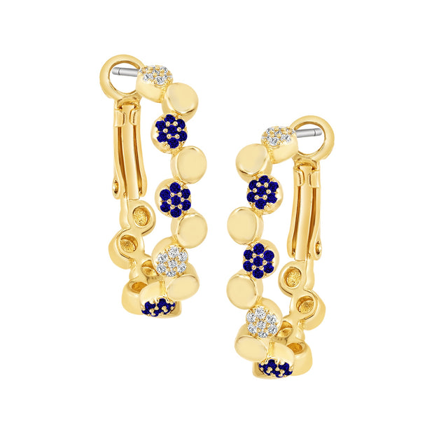Dotted CZ Pave Huggies in Blue