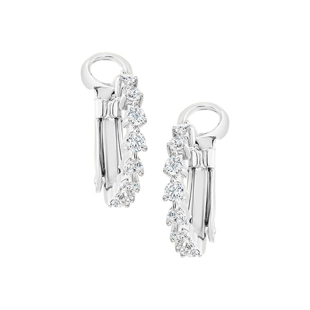 White Gold Three-Prong CZ Stone Hoops in Small