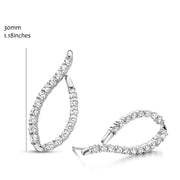 Elongated J CZ Hoops in White Gold