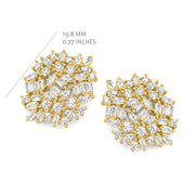 Elegant CZ Cluster Clip-On Studs in Yellow Gold