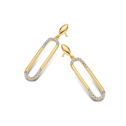 Narrowed Oval Drop Earrings in Yellow Gold