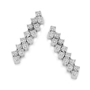 Two Strand Square Set CZ Tennis Drop Earrings in White Gold