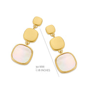 Graduating Matte & MOP Squares Drop Earrings in yellow Gold