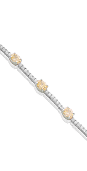 Exquisite Citrine Ovals & CZ Tennis Bracelet in White Gold