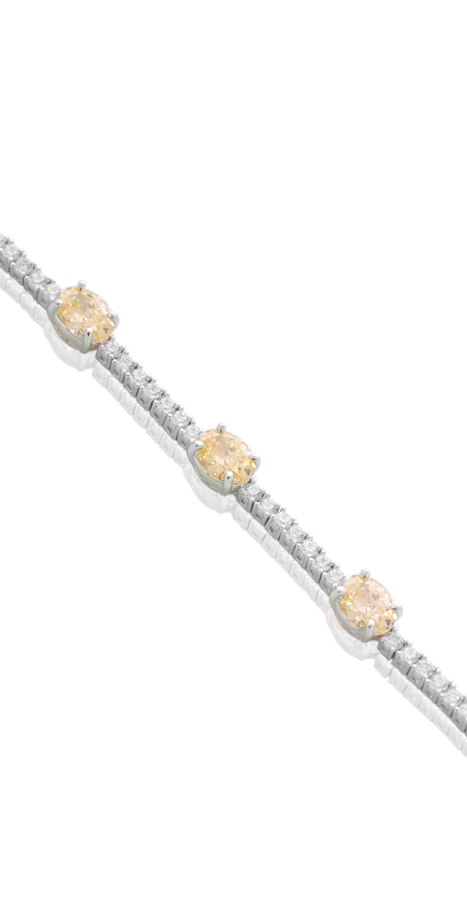 Exquisite Citrine Ovals & CZ Tennis Bracelet in White Gold